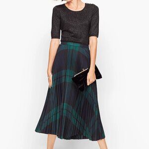 Talbots Black watch plaid pleated skirt